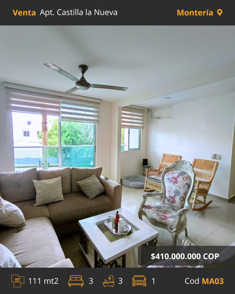3.Apartamento venta en Monteria